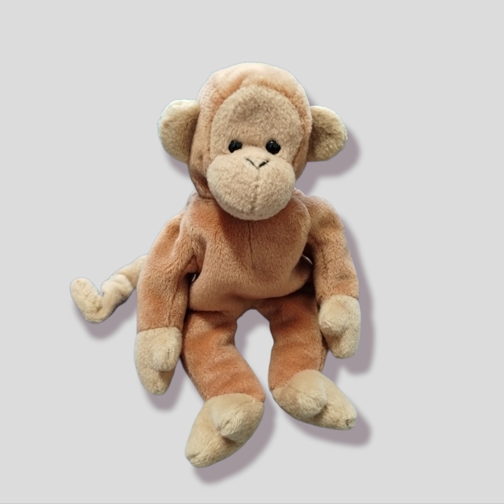 -Ty Beanie Babies Bongo The Monkey Tan Tail - 10" - Picture 1 of 17